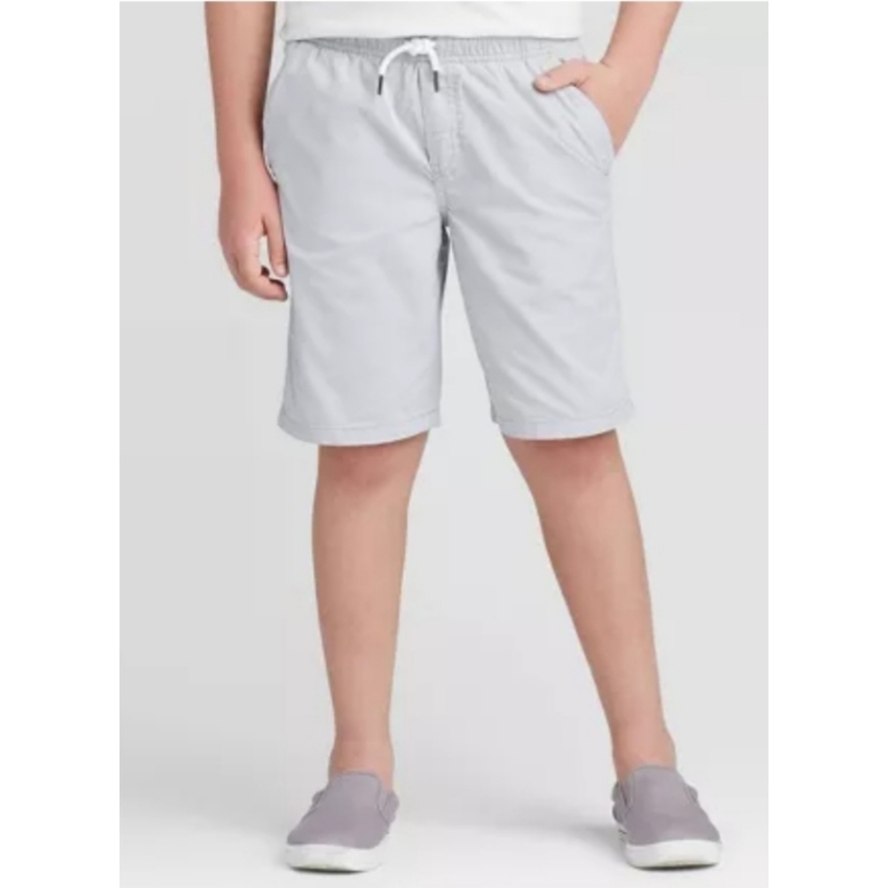 NEW Cat & Jack Boy's Flexible Drawstring Gray Khaki Shorts